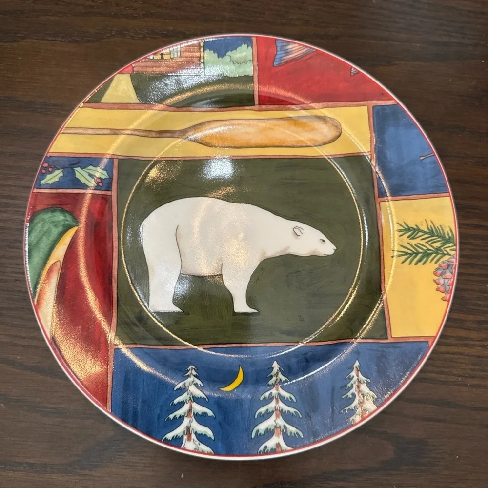 American Atelier Northern Lights 5073 Polar Bear Salad Plate Wildlife